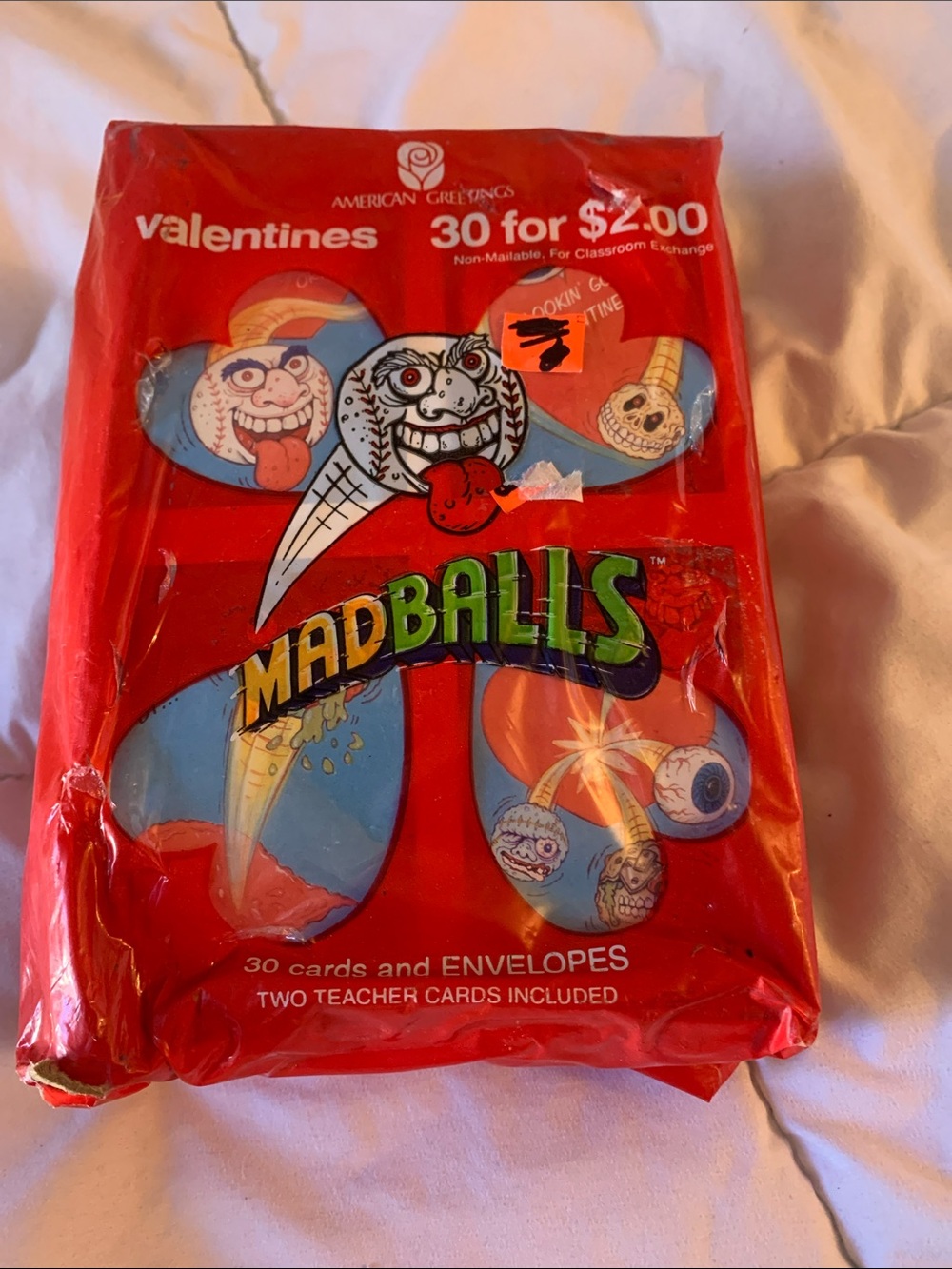 1988 American Greetings Madballs Valentines - Red & Blue